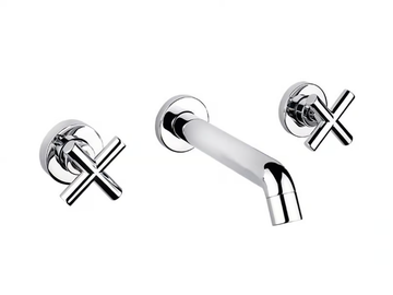 VERA - 3 hole wall-mounted washbasin tap with aerator by GUGLIELMI RUBINETTERIE - view 2